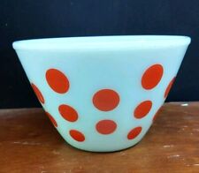 Vintage Fire King Mixing Bowl with Red Polka Dots - 7.5