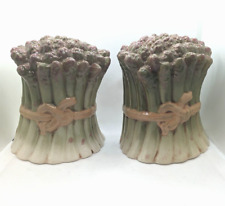 Vintage Set of Italian Majolica Bookends Asparagus Vegetable Theme picture