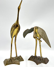 Vintage Pair of Crane- Heron-Egret Birds Figurines Brass Mid Century Modern picture