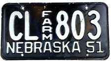 Nebraska 1951 Farm License Plate Man Cave Vintage Garage CL 803 Decor Collector picture