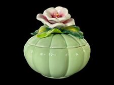 VTG FITZ & FLOYD Ceramic Trinket Dish 3D Blush Pink Rose Ladybug Mint Green EUC picture