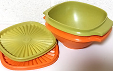 Tupperware Bowls Vintage Orange and Avacado Includes Bowl and Lid Set of 2 picture
