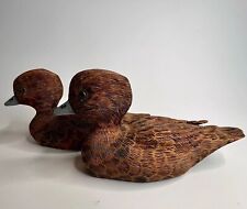 Vintage Pair Hand Carved Decoy Ducks J. Noble Mentzler Mini 6” Bufflehead 1986 picture
