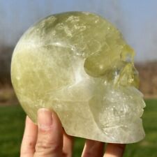 2.75LB Natural Citrine Skull Hand Carved Quartz Crystal Reiki Skull Healing picture