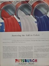 1942 Pittsburgh Industrial Finishes Fortune WW2 Print Ad Q2 Paint Red White Blue picture