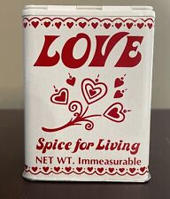Vtg  1982 LOVE Spice Tin. “Love Spice for Living” 3.75” X 2.75” X 1.5”  picture