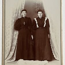 Antique Cabinet Card Photograph Beautiful Young Women Sisters Curtain Salem OR picture