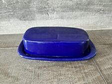 Vintage McCoy Pottery Cobalt Blue Covered Butter Dish 7013 USA picture