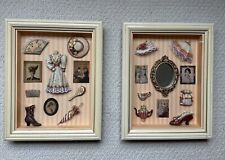 Arister Gifts Victorian Fashion Shadow Box Dress/Hats Framed Grannycore Set Of 2 picture