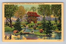 Philadelphia PA-Pennsylvania, Japanese Garden, Pagoda, Park, Vintage Postcard picture