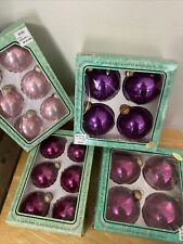 20 Vintage Christmas by Krebs Glass Ball Ornaments Made In USA Pink Purple picture