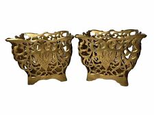 Italian Brass Planters Vintage Tabletop Decorative Set Of 2 Made In India Used picture