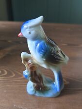 Vintage Blue Jay Bird Tree Porcelain Figurine Made In Japan 4