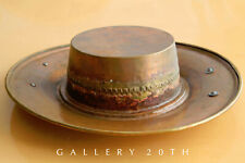 WOW MID CENTURY MODERN BRUTALIST HAMMERED COPPER WESTERN HAT WALL ART VTG 50'S picture