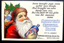 Rare Santa Claus ~Antique Advertising Christmas Postcard~Sawyer Blue~Boston,MA picture