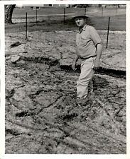 LG35 1948 Original Photo MAN WADING THROUGH DEEP HAIL STONES IN KASSOW picture