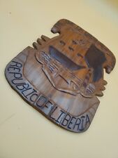 Republic of Liberia West Africa Wood Carving Hand Carved Plaque Celebration picture