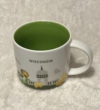 STARBUCKS WISCONSIN Coffee Mug 14 oz You Are Here Collection Green Cows picture
