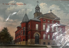c1908~St. Agnes Catholic School~Street View~Towanda Pennsylvania PA~VTG Postcard picture