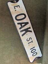 Vintage City Sign Black & White Painted Steel from West Texas Oak Street Double picture
