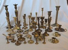 37 Brass Candle Holders Wedding Party Table Decor Patina Wax 19 Pounds Lot Vtg picture