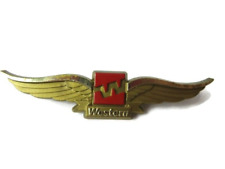 Vintage Western Airlines Jr Pilot Kids Flying Wings Plastic Pin Souvenir picture
