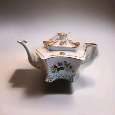 CHIPPED Arthur Wood Teapot Monarch 5408 England Vintage Antique White Gold Gilt picture
