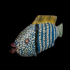 African Bozo Fish puppet Statue Wood Handmade Primitive Collectibles -G1929 picture