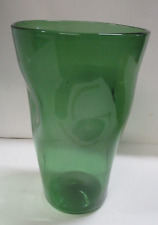 1950's Mid Mod Green Art Glass Dimple Pinch Vase Large 12