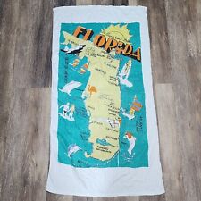 Vintage Florida State Map Miami Football Beach Towel 25x47 Vacation Souvenir picture