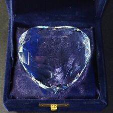 ROSENTHAL HEART PAPERWEIGHT, Clear Cut Lead Crystal, In Blue Velvet Box picture