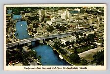 Ft Lauderdale FL-Florida, Bridge Over New River, Antique Vintage Postcard picture