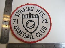 Vintage 1971 72 Sterling Hts. Basketball Club Patch BIS  picture