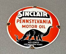 VINTAGE 12” DOMED SINCLAIR PORCELAIN SIGN CAR GAS OIL TRUCK picture