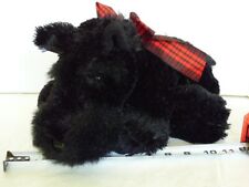 Plush Stuffed Toy Large Black Scottie Dog with Red Plaid Ribbon Animal Adventure picture