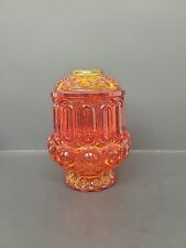 Moon and Stars LE Smith Glass Amberina 2 Pc Fairy Candle Tea Light Lamp Glows picture