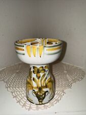 Signed KERALUC Pottery Candleholder Quimper France Breton Bouquet No Flaws picture