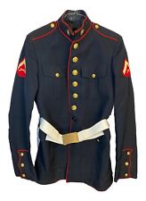 USMC Marine Corps Dress Blues Jacket Top W/ LCPL Patch & EGAs 40L & Belt picture