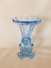 Vintage Art Deco Blue Glass Rocket Vase Czech 1930's 6.5