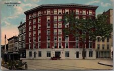 Vintage TROY New York Postcard HOTEL RENSSELAER Street View - 1914 Cancel picture