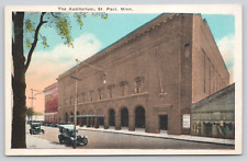 Postcard St. Paul, Minnesota, The Auditorium, Hand Tinted, Antique Cars A674 picture