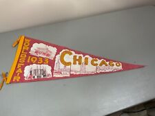 Chicago World's Fair 1933 Pennant Wool Felt Red Collectible picture