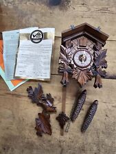 Vintage Schwarzwalder German Black Forest Hand Carved Cuckoo Clock Day Movement picture