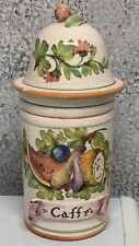 Mid Century CAFFE Coffee Ceramic Canister Hand Painted ITALY 10.5