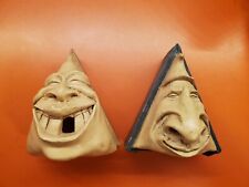 R Vandamme '95 Pair Of 2 Anthropomorphic Faces Hang Or Shelf Sitters picture
