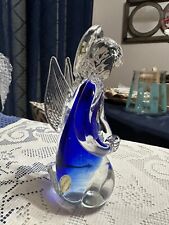 Vintage Murano Hand blown  Glass Blue And White Angel Figurine Praying picture