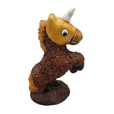 Vintage Uruguay Clay Pottery UNICORN Figure Covered w/ Different Seeds Signed picture