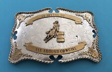 True Vintage Western American 1982 Irving All Around Cowgirl Trophy Belt Buckle picture