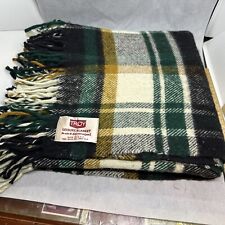 Vintage Troy Robe Blanket Mills Wool blanket plaid tartan Green 65x72  picture