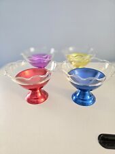 4 Vintage Colorama MCM Aluminum Glass Insert Dessert Sherbert Bowls Multi Colors picture